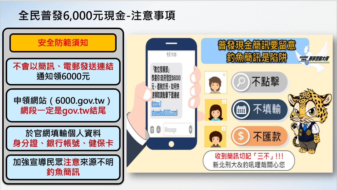 普發6千元明上網登記　警提醒慎防詐騙假網站