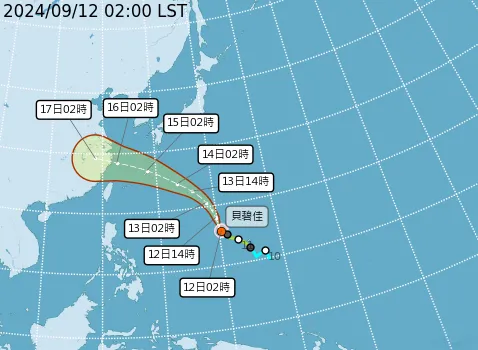 2地區變天有雨！貝碧佳最快今晚轉中颱　最新路徑「離台很近」